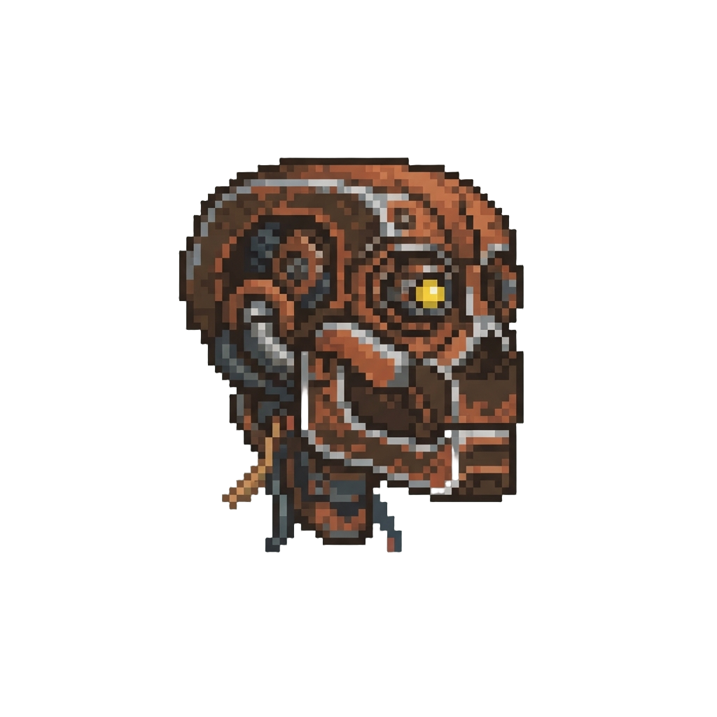 A Twitching Rusted Endoskeleton Head