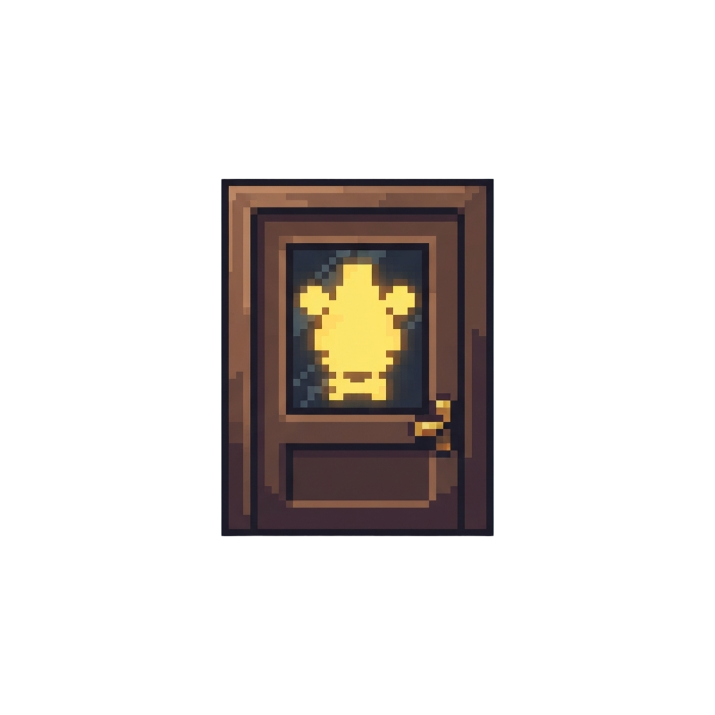 A Glowing Freddy Silhouette on the Door Window