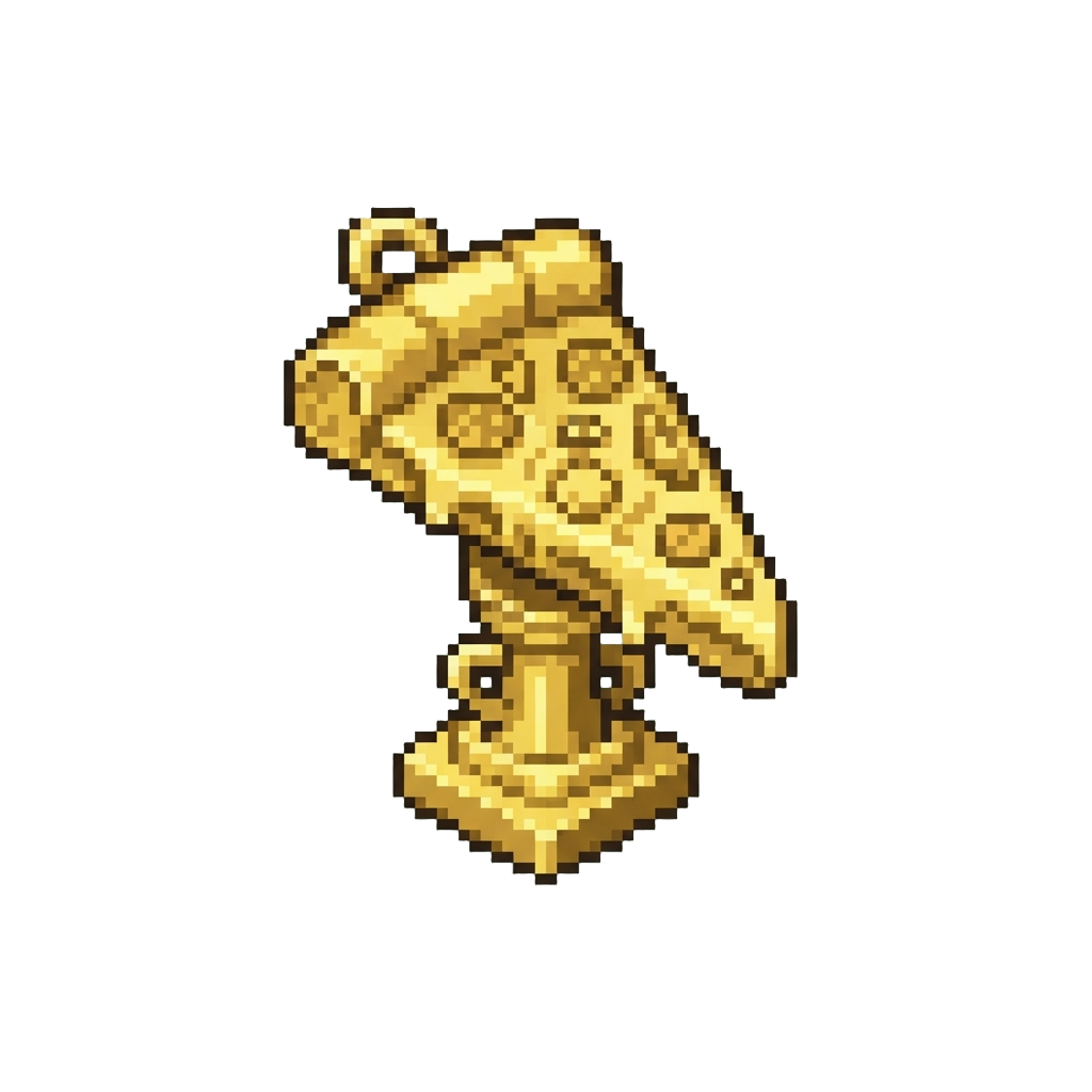 A Golden Pizza Slice Trophy