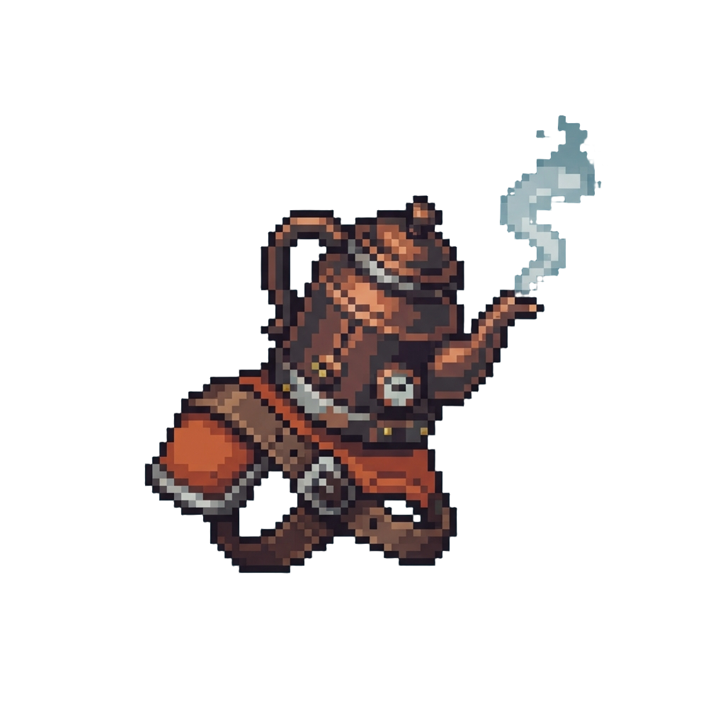 A Steaming Teapot Boiler Mounted to the Shoulder