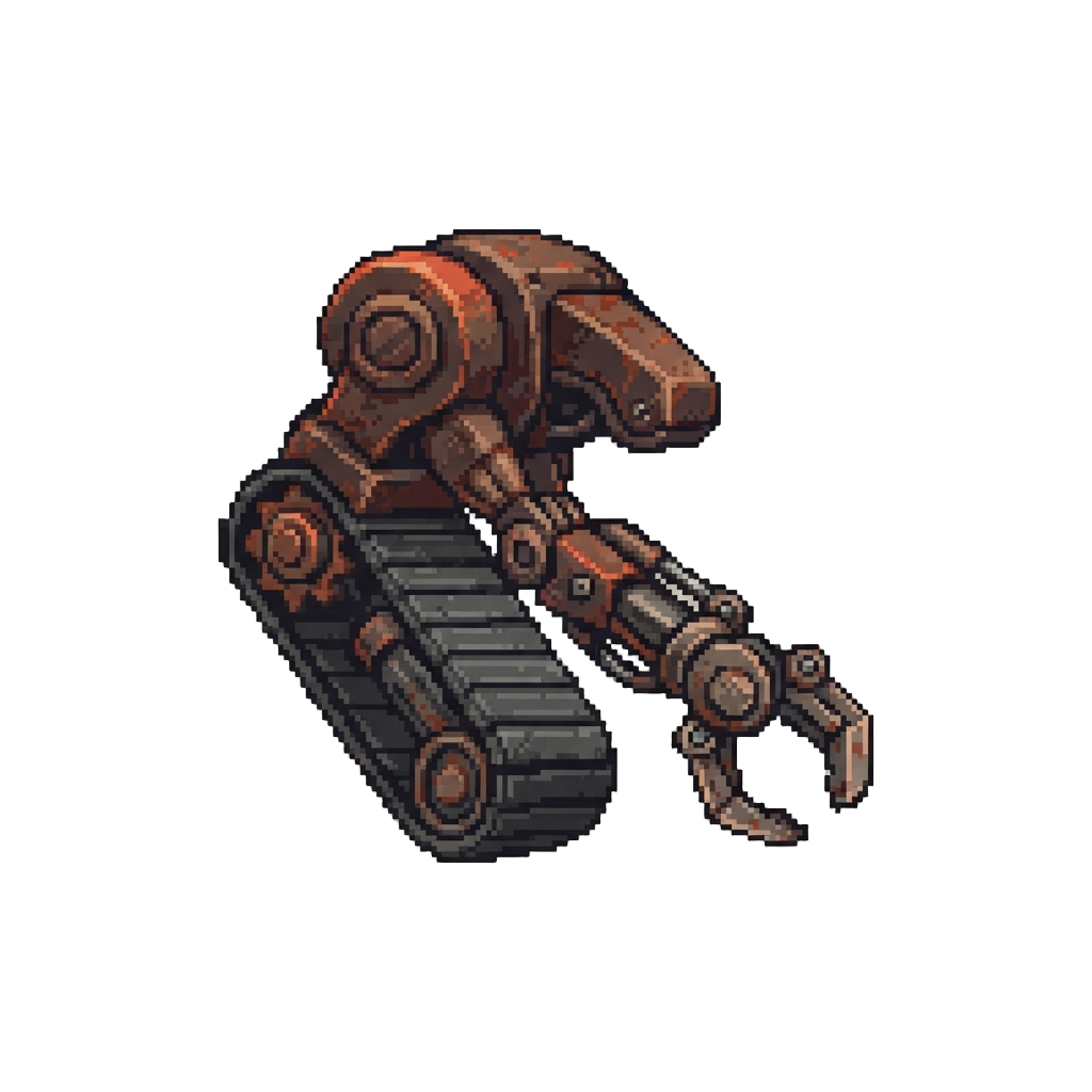 A Rusty Treaded Robotic Arm