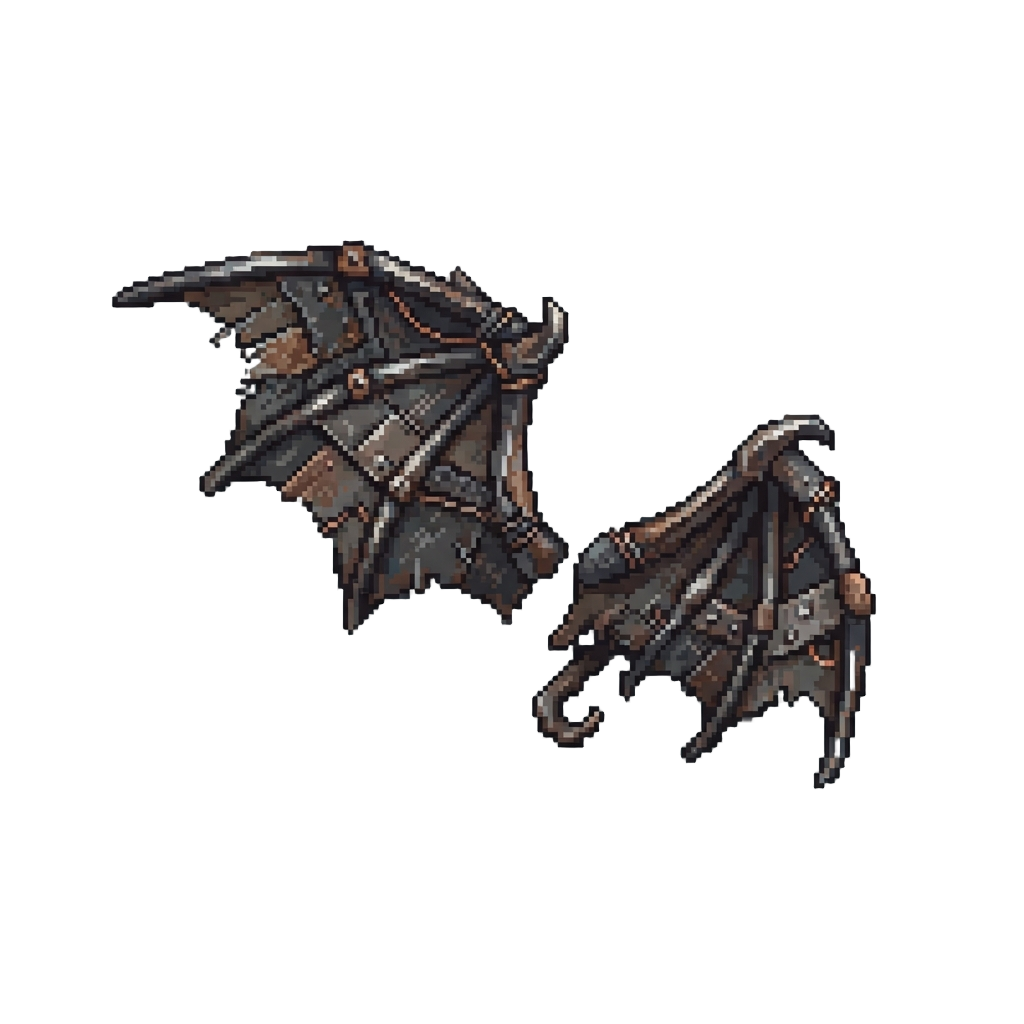A Pair of Flapping Scrap-metal Bat Wings
