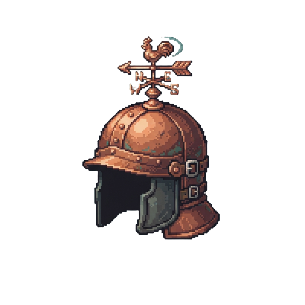 A Spinning Copper Weather-vane Helmet