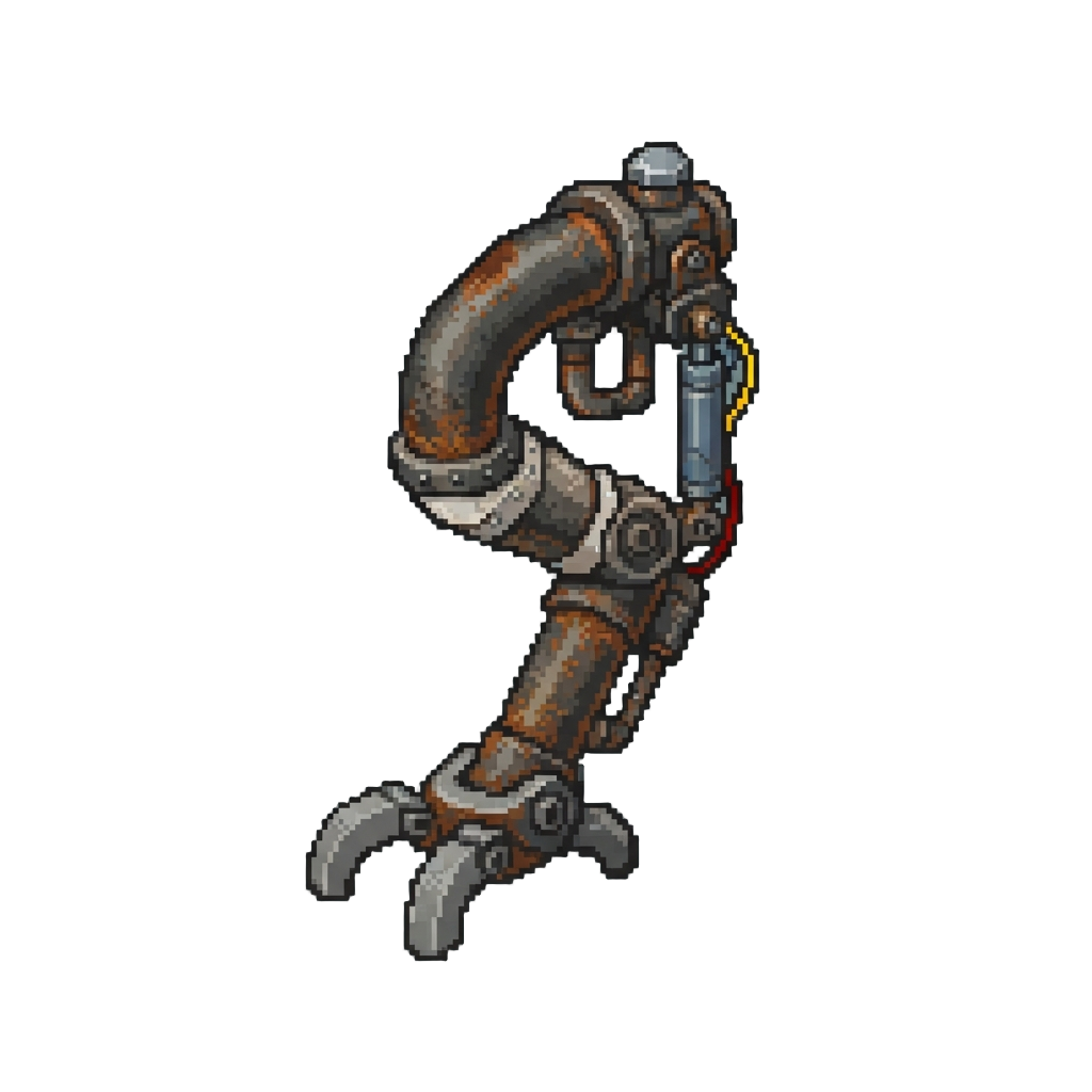 A Mechanical Third Leg Made of Rusty Pipe