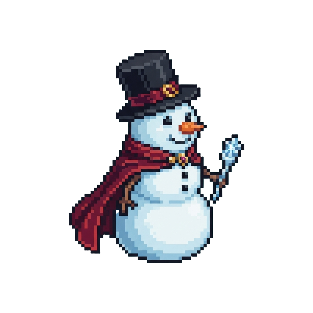A Giant Frosty Snowman Wearing a Royal Velvet Cape and Top Hat