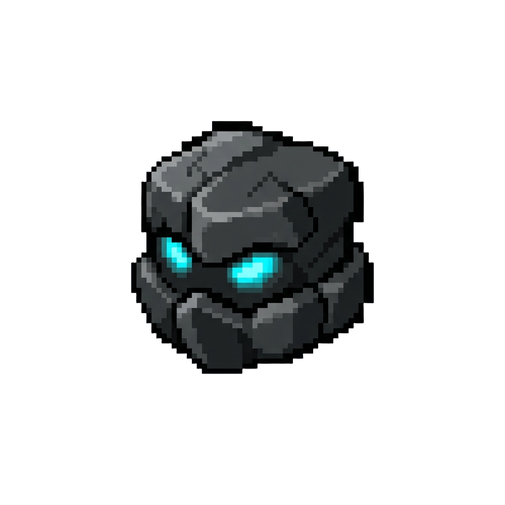Shadowy Charcoal Black with Glowing Cyan Eyes