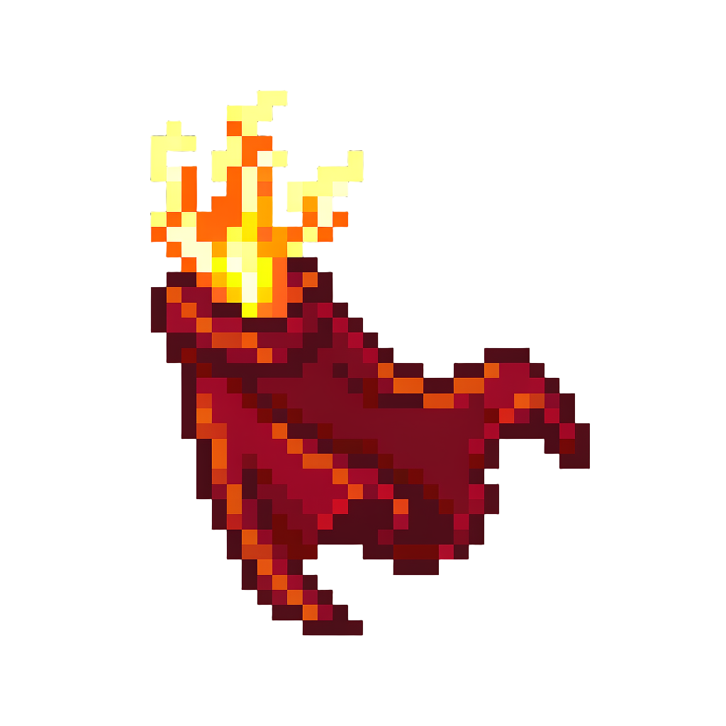 A Burning Crimson Mantle of Flowing Living Flames