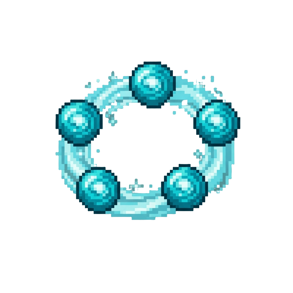 A Floating Ring of Enchanted Aquamarine Whirlpool Spheres