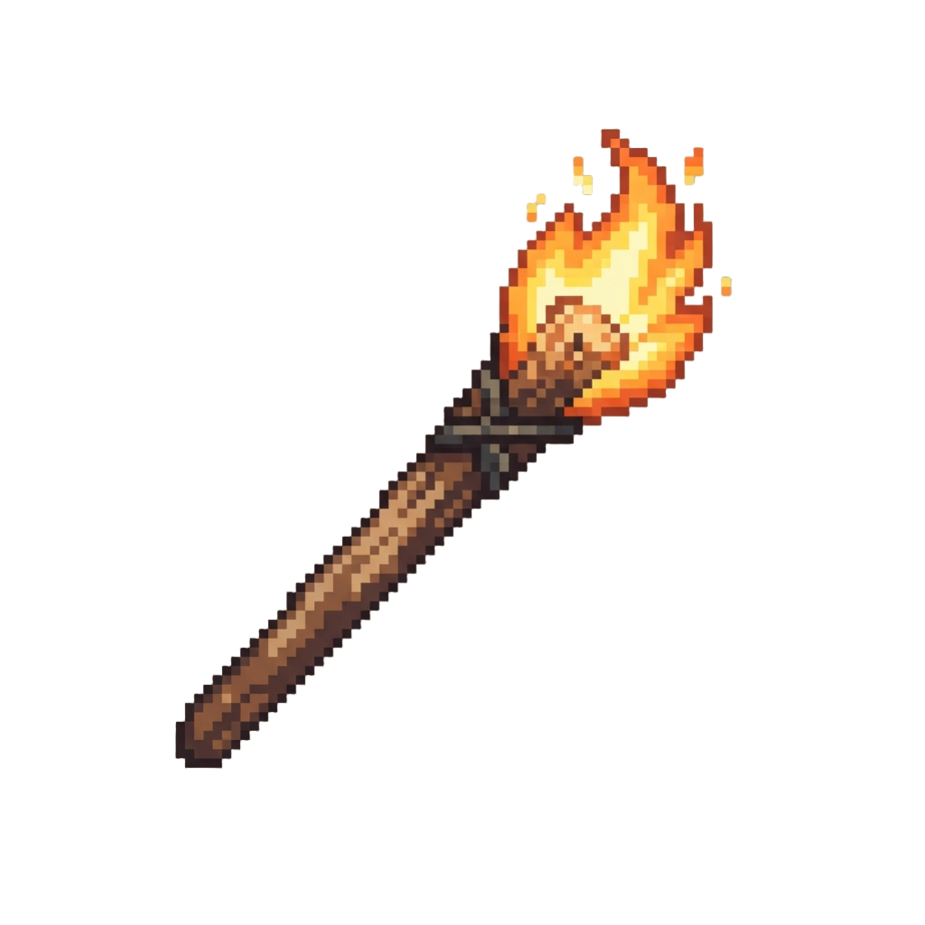 A Simple Blazing Torch-staff Tipped with a Bright Fireball