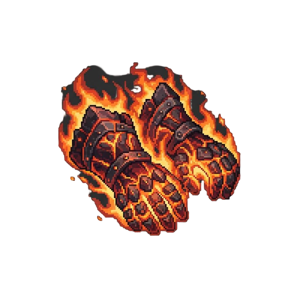 A Pair of Glowing Volcanic Gauntlets Wreathed in Roaring Fire