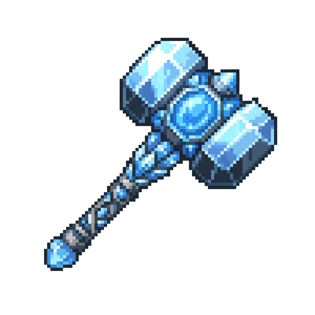 A Towering Titan Warhammer Forged From Pure Glowing Diamond Geodes