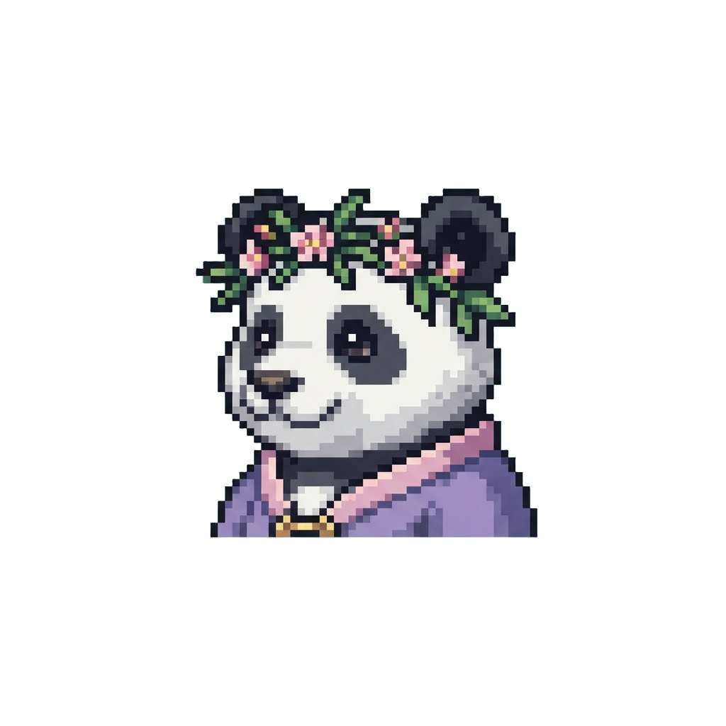 A Charming Panda Princess with Bamboo Blossom Tiara