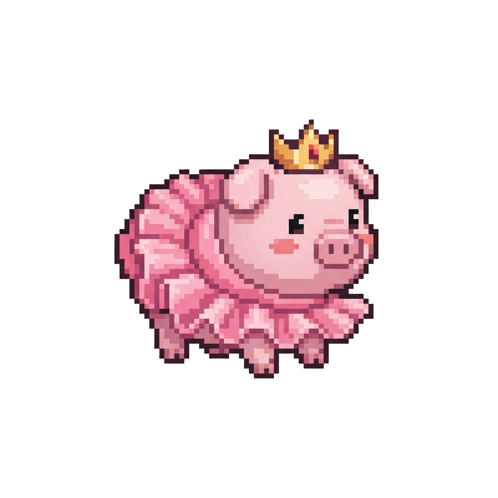 A Adorable Pig Princess with a Frilly Pink Tutu