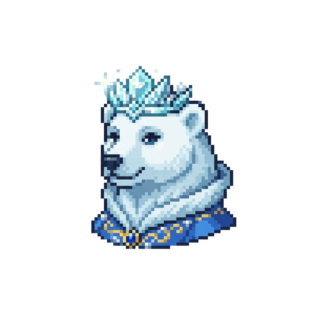 A Regal Polar Bear Princess with an Ice-crystal Crown