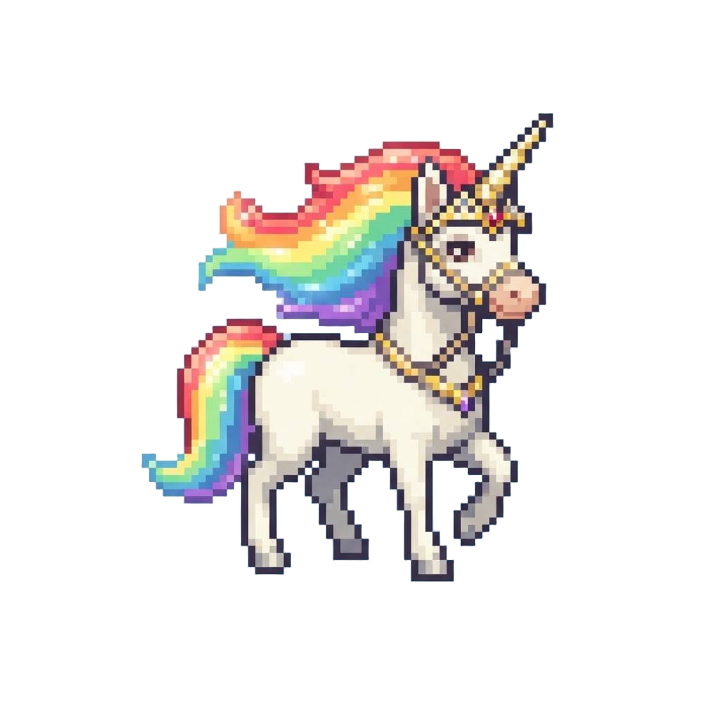 A Majestic Unicorn Princess with Glowing Rainbow Mane