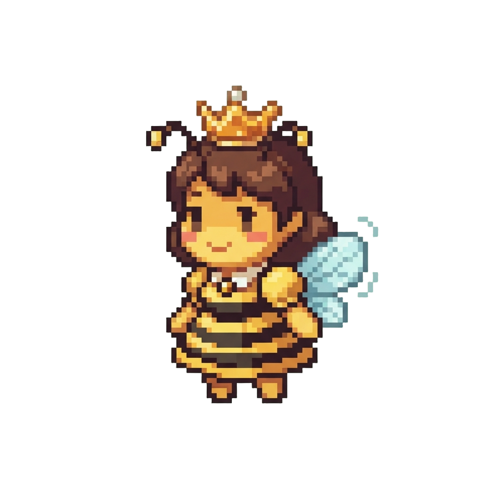 A Sweet Bee Princess with Tiny Buzzing Wings and Honey Crown
