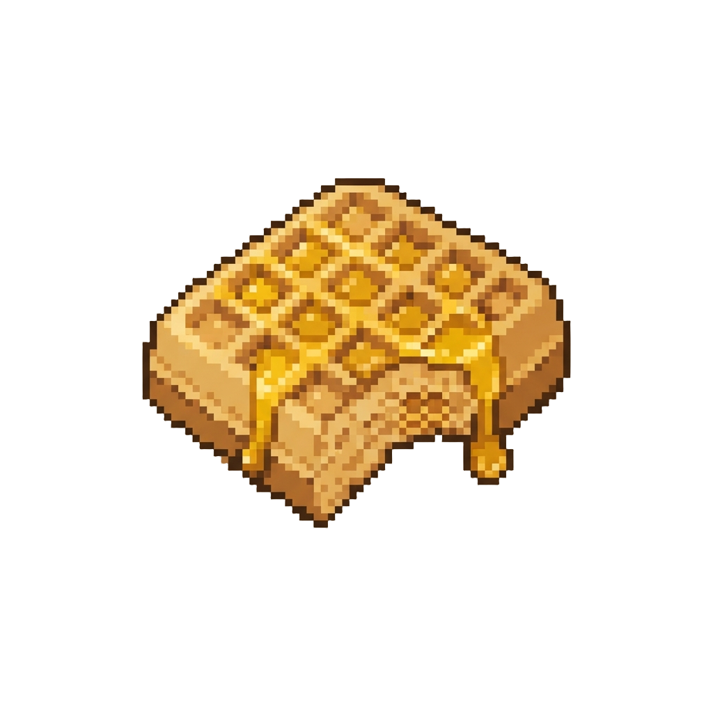 A Golden Honey-drizzled Waffle Piece