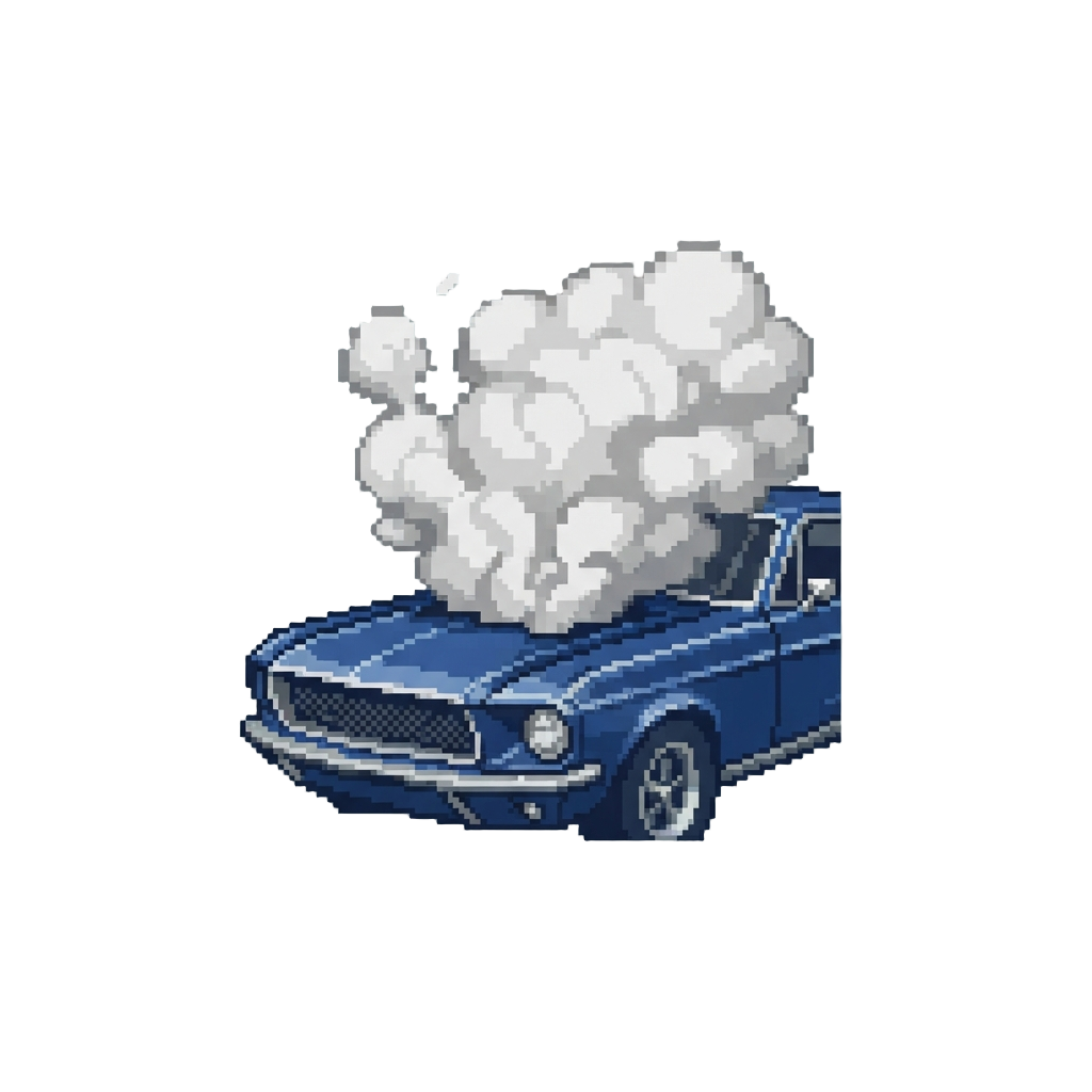 A Burst of Smoke From Under the Mustang's Hood