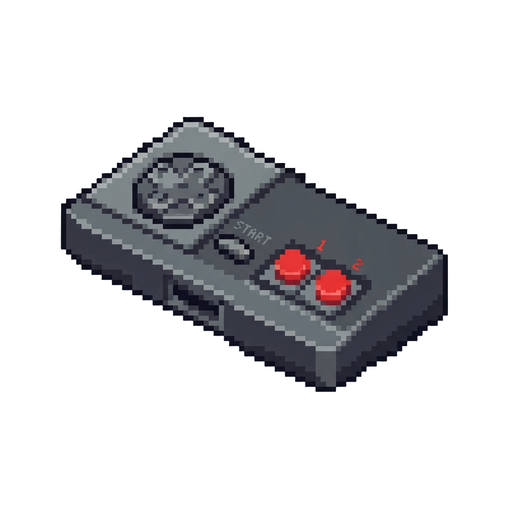 Sega Master System Era with Bright 8-bit Pixel Art and Clean Grid Outlines