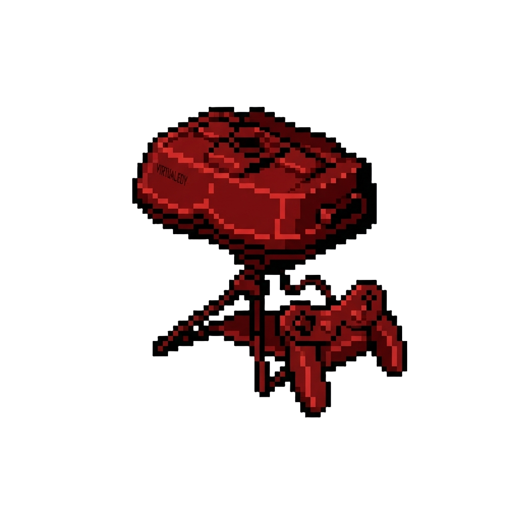 Nintendo Virtual Boy Era with Dark Red-and-black Monochrome Wireframe 3d Graphics