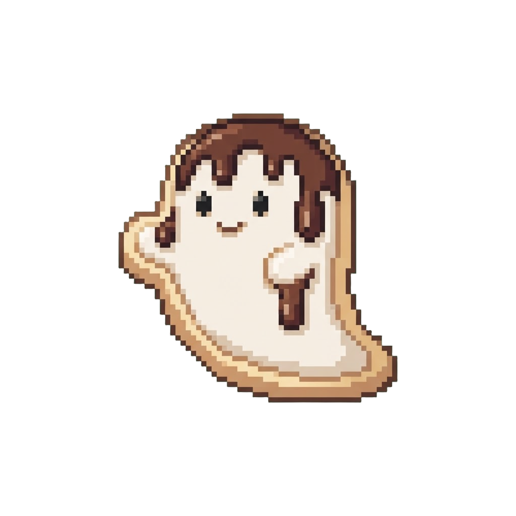 A Cute Iced Sugar Cookie Shaped Like a Friendly Ghost with Chocolate Drip