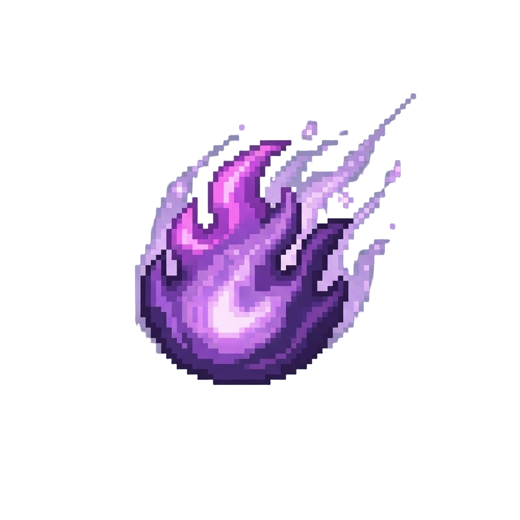 Radiant Purple Telekinetic Flames with Shimmering Aura Trails