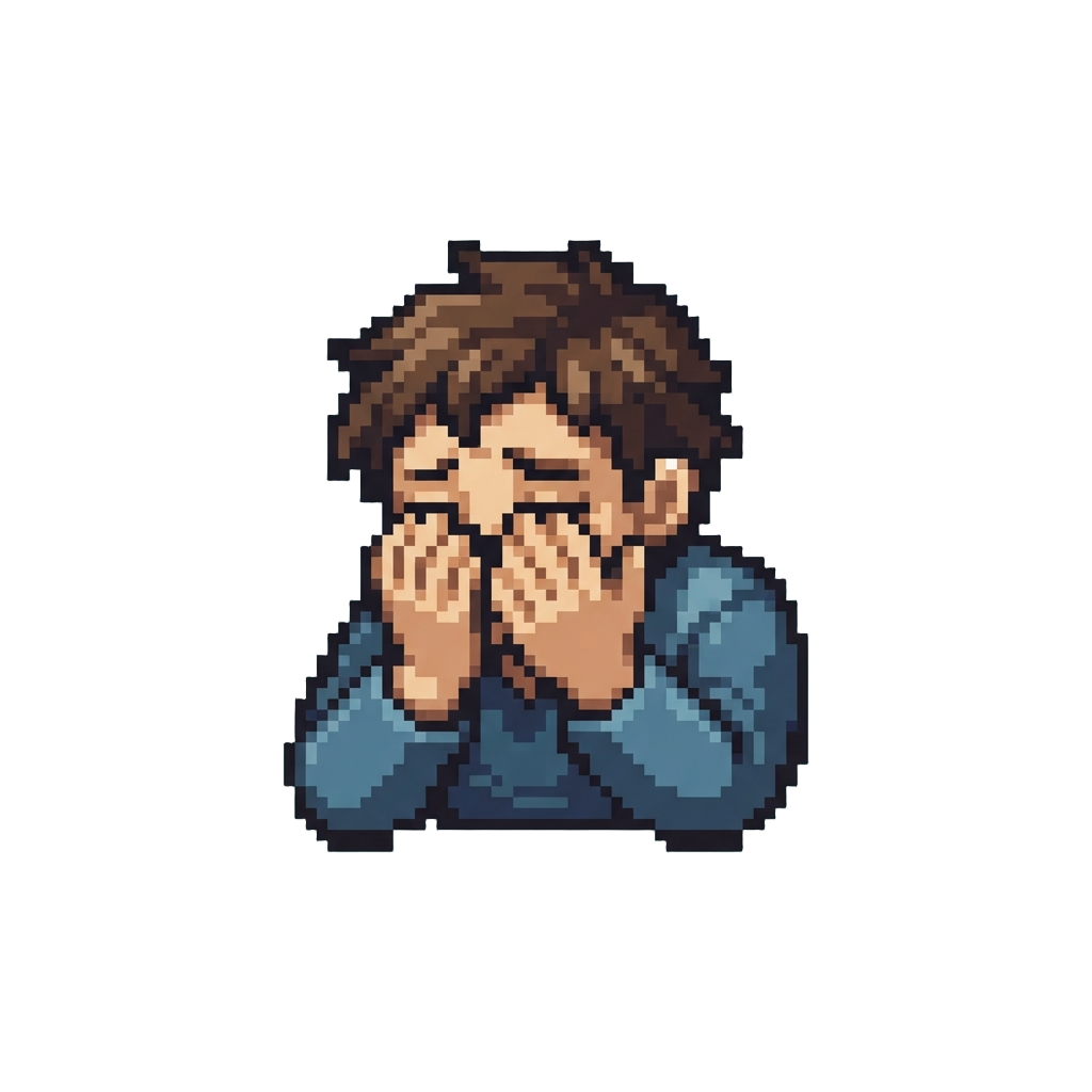 An Exaggerated Deep Sigh with Face in Hands