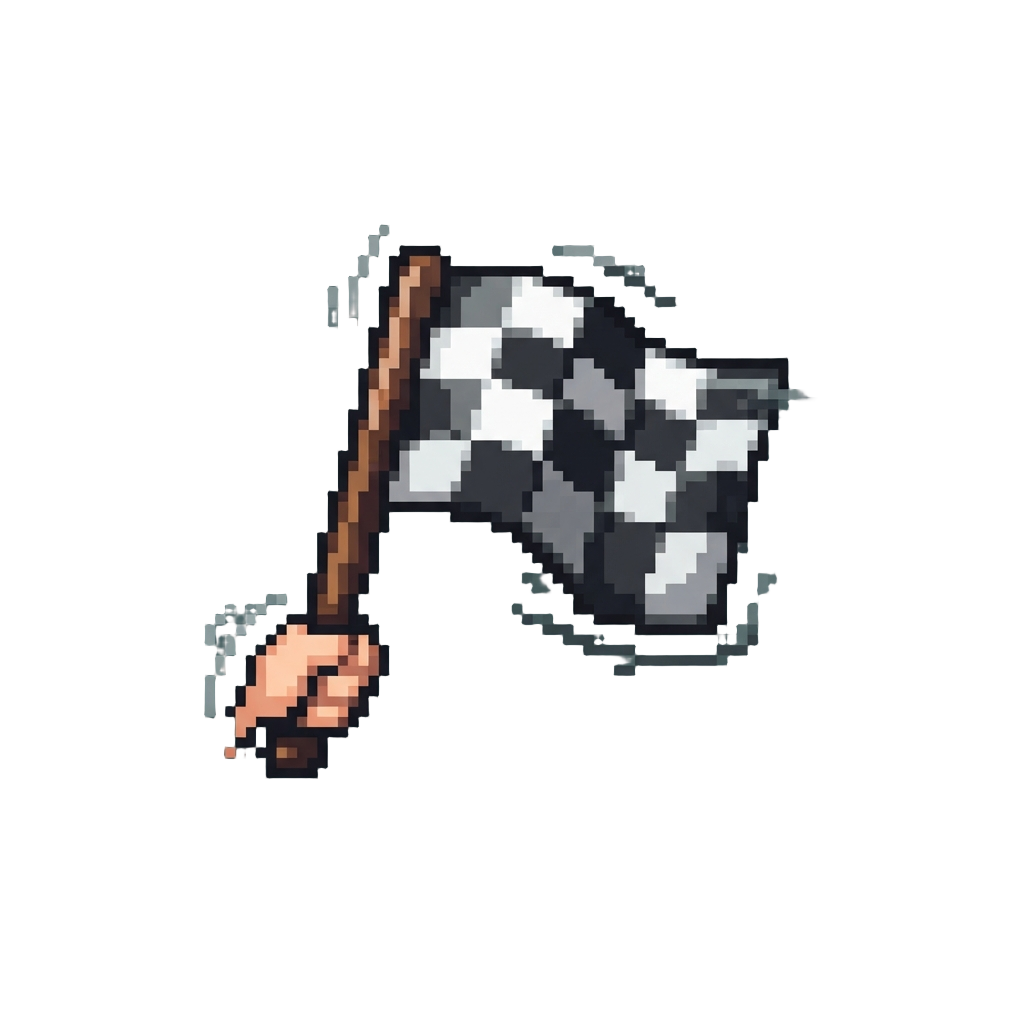 A Frustrated Waving of a Mini Checkered Flag