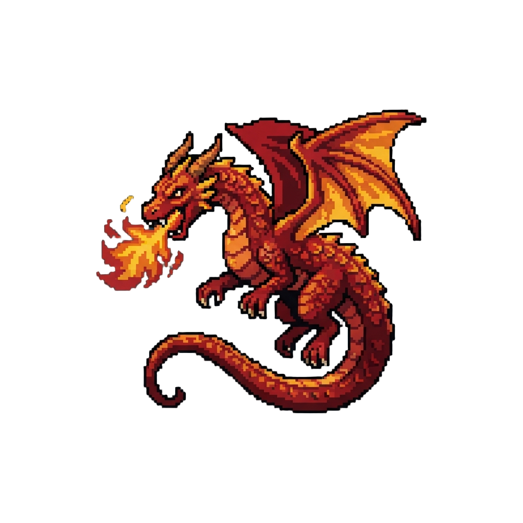 A Majestic Flaming Dragon