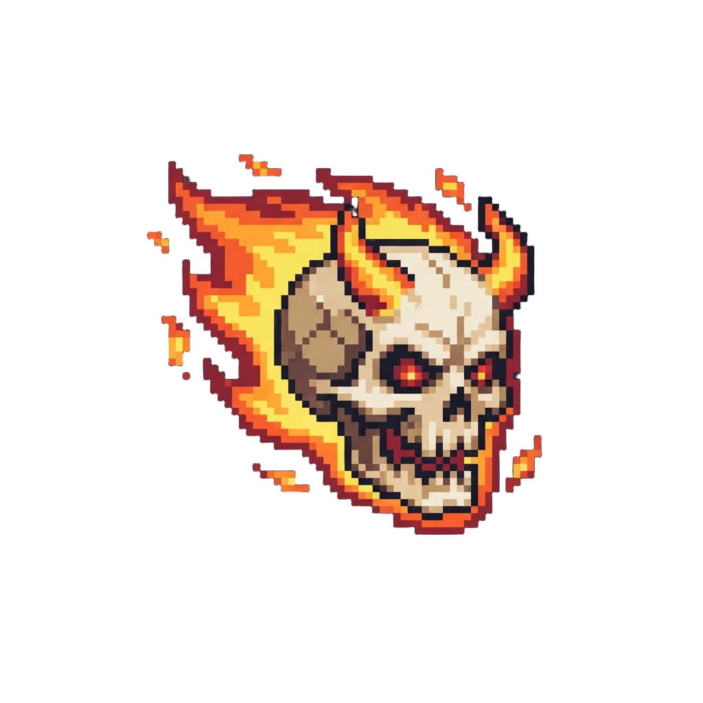 A Fiery Flying Lost Soul Skull