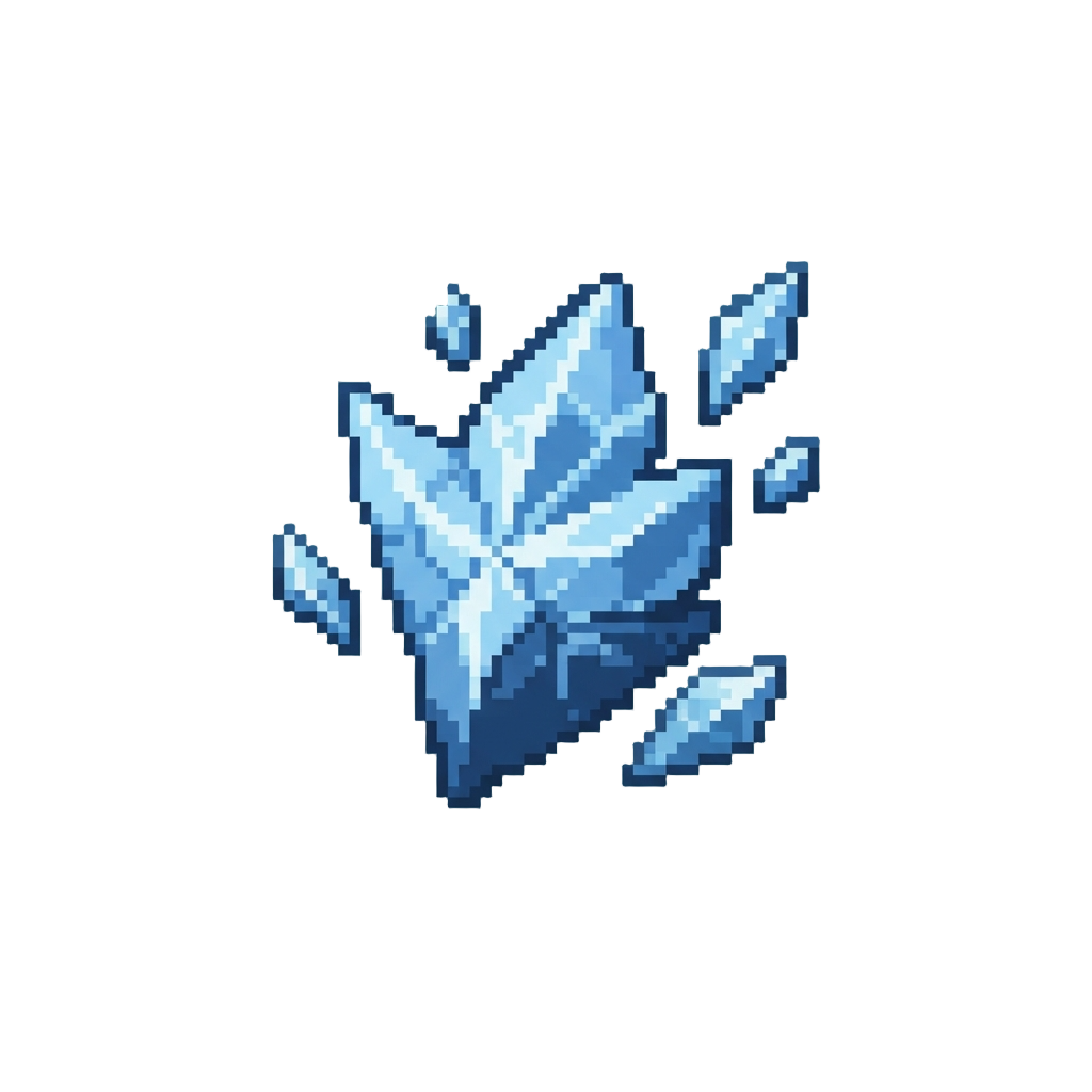 A Sharp Crystalline Frost Snow Element with Floating Ice Shards