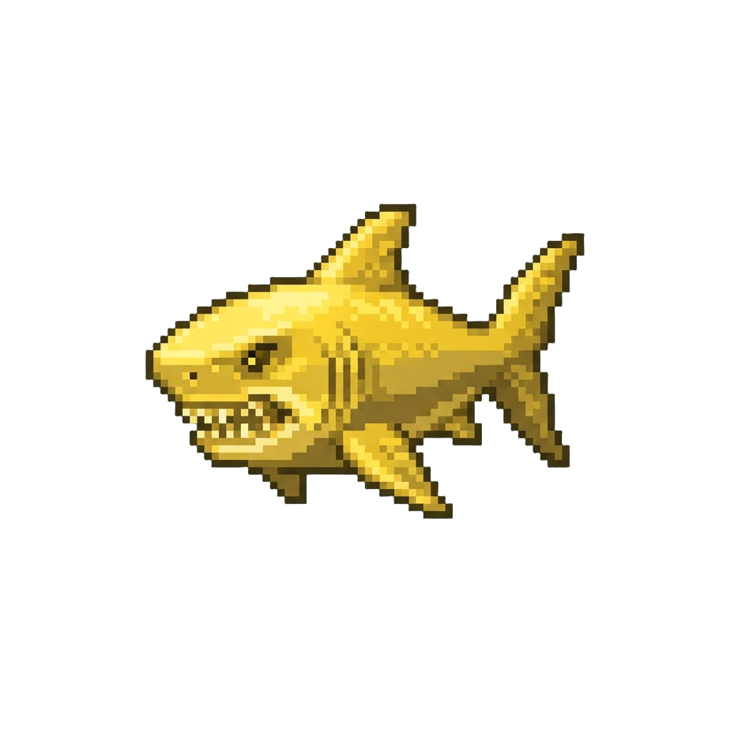A Glowing Golden Prehistoric Megalodon Fish