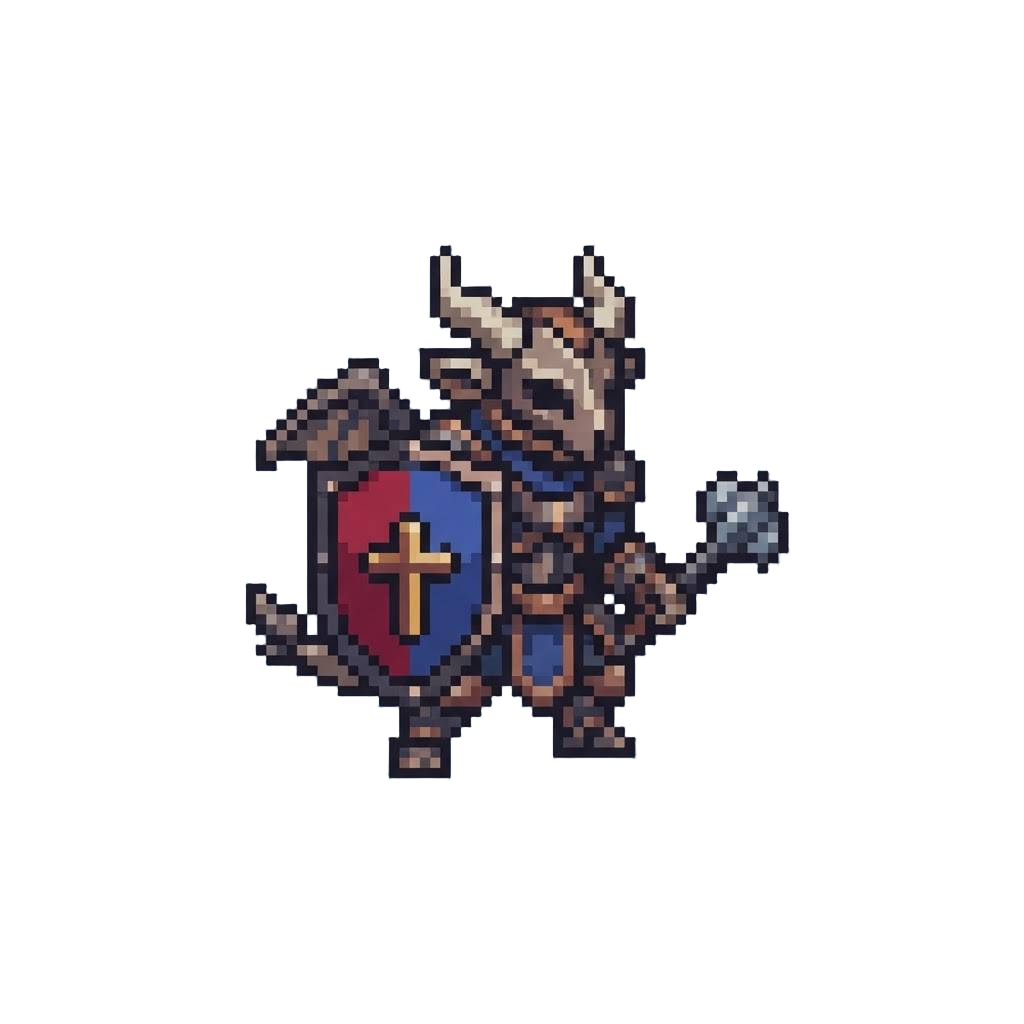 A Hybrid Guardian Holding a Split-color Shield
