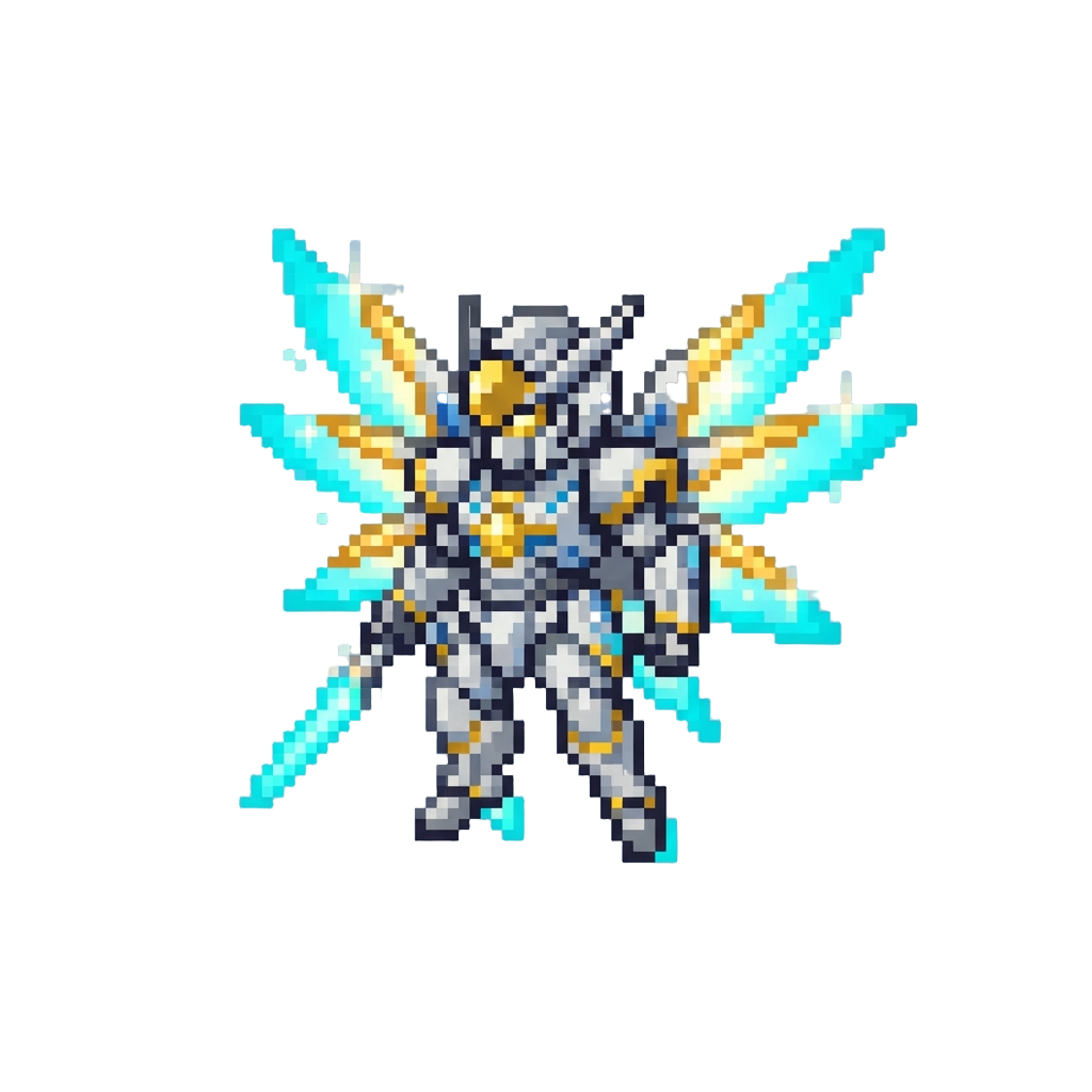 A Radiant Mecha-angel with Multi-tiered Photon Wings