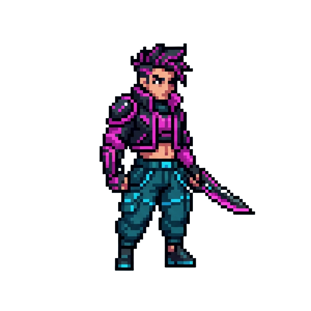A Stylish Urban Warrior with Two-tone Neon Streetwear
