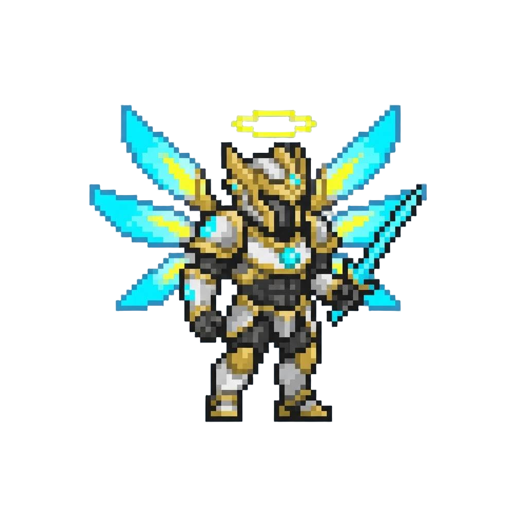 A Supreme Mecha-archangel with Eight Glowing Wings