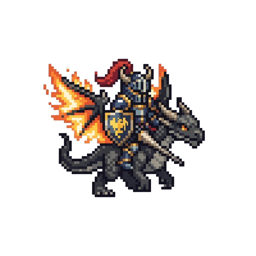 A Mythic Wyvern Knight with Blazing Energy Wings