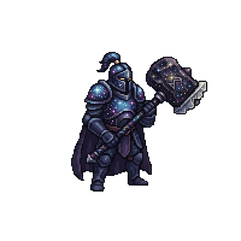 A Galaxy Paladin Wielding a Hammer Forged From Meteor Core