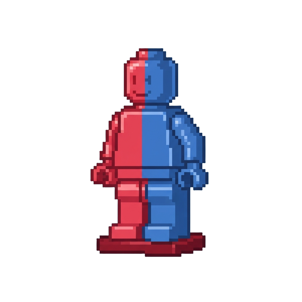 A Standard Split-color Toy Figure Standing Proud