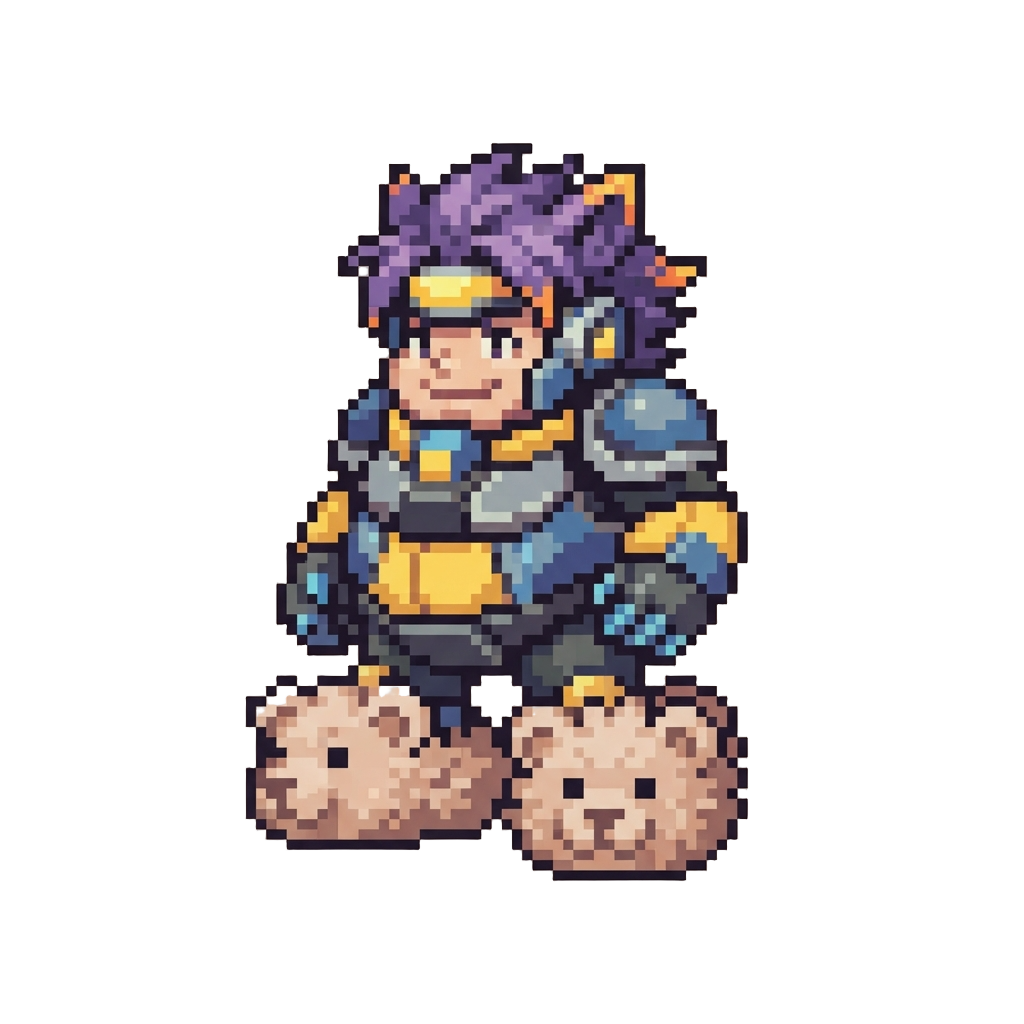 A Goofy Fusion Warrior Wearing Giant Fluffy Animal Slippers