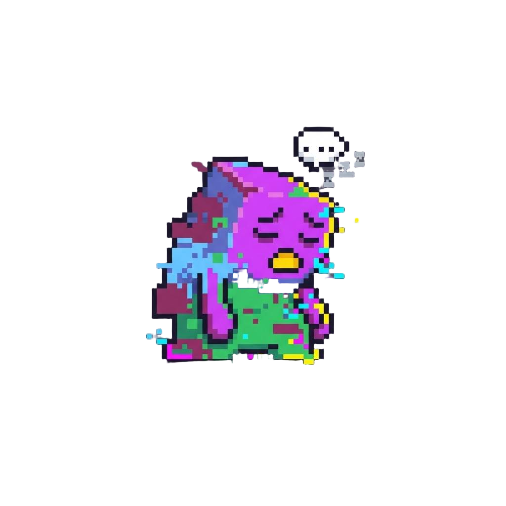 A Funny Little Glitch Creature Sighing Comically