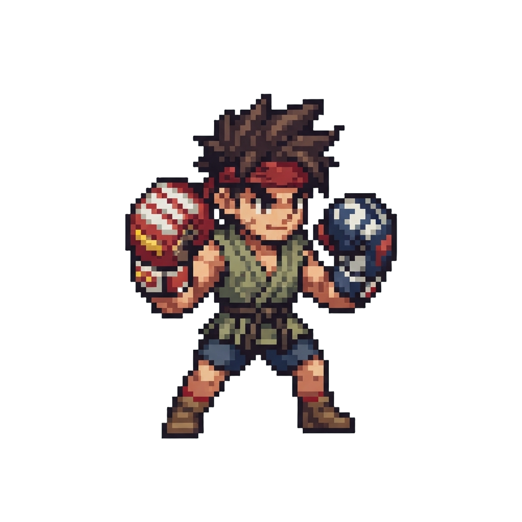 A Spunky Mini-brawler Equipped with Oversized Dual-patterned Combat Boxing Gloves