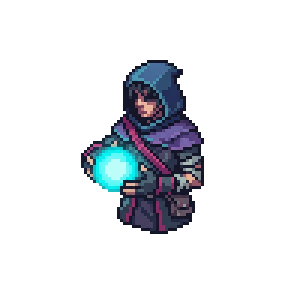 A Hybrid Street-mage Holding a Glowing Neon Orb
