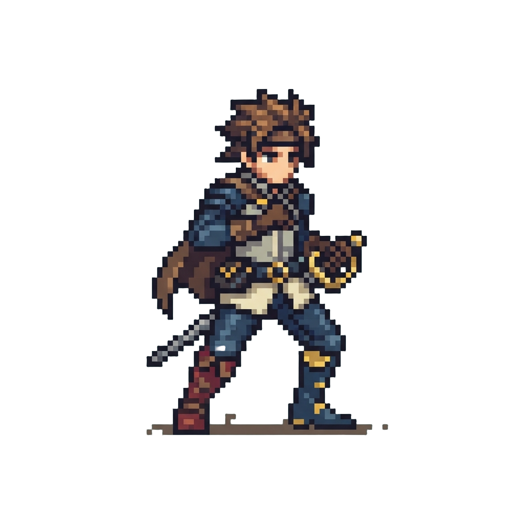 A Hybrid Duelist Wearing Split-colored Boots