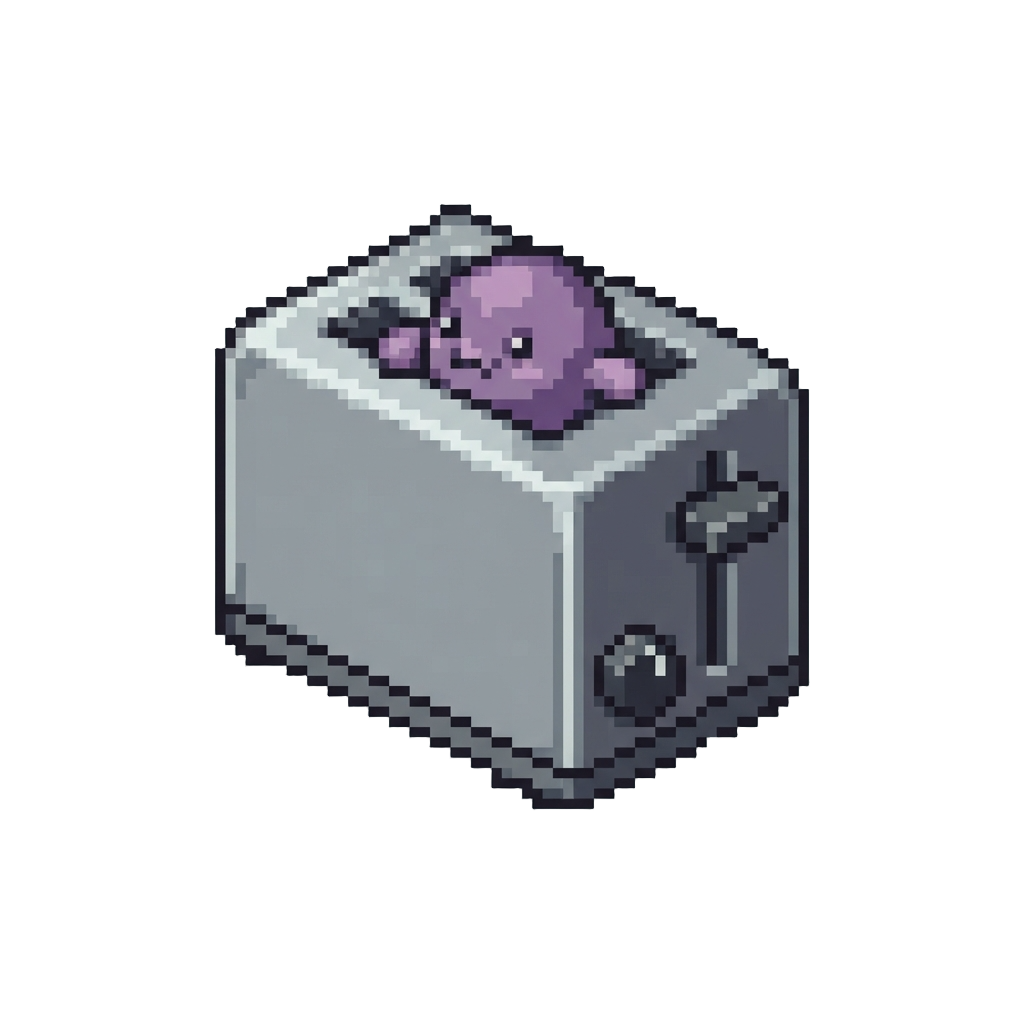 A Tiny Round Creature with Arms Stuck Inside a Toaster Body