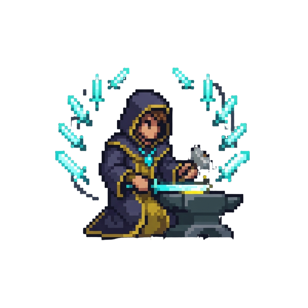An Astral Bladesmith Surrounded by Ten Floating Light Swords