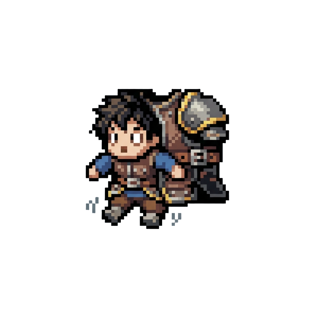 A Goofy Wobble-legged Chibi Figure Trapped Inside a Sideways-facing Chestplate