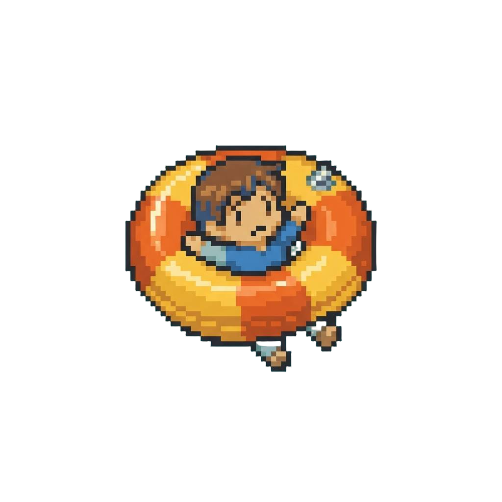 A Wobbly Mini-hero Trapped Inside an Inflatable Inner Tube