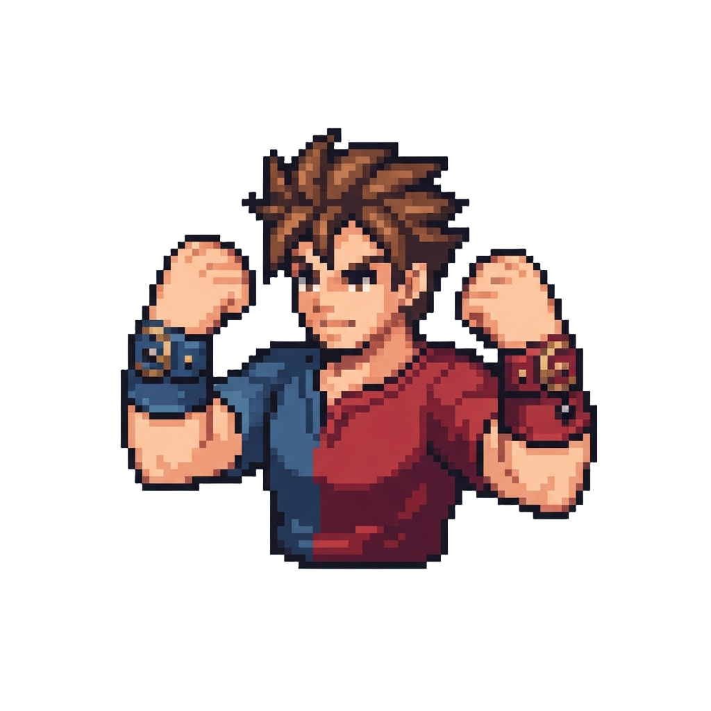 A Split-colored Brawler Showing Off Dual Arm Belts