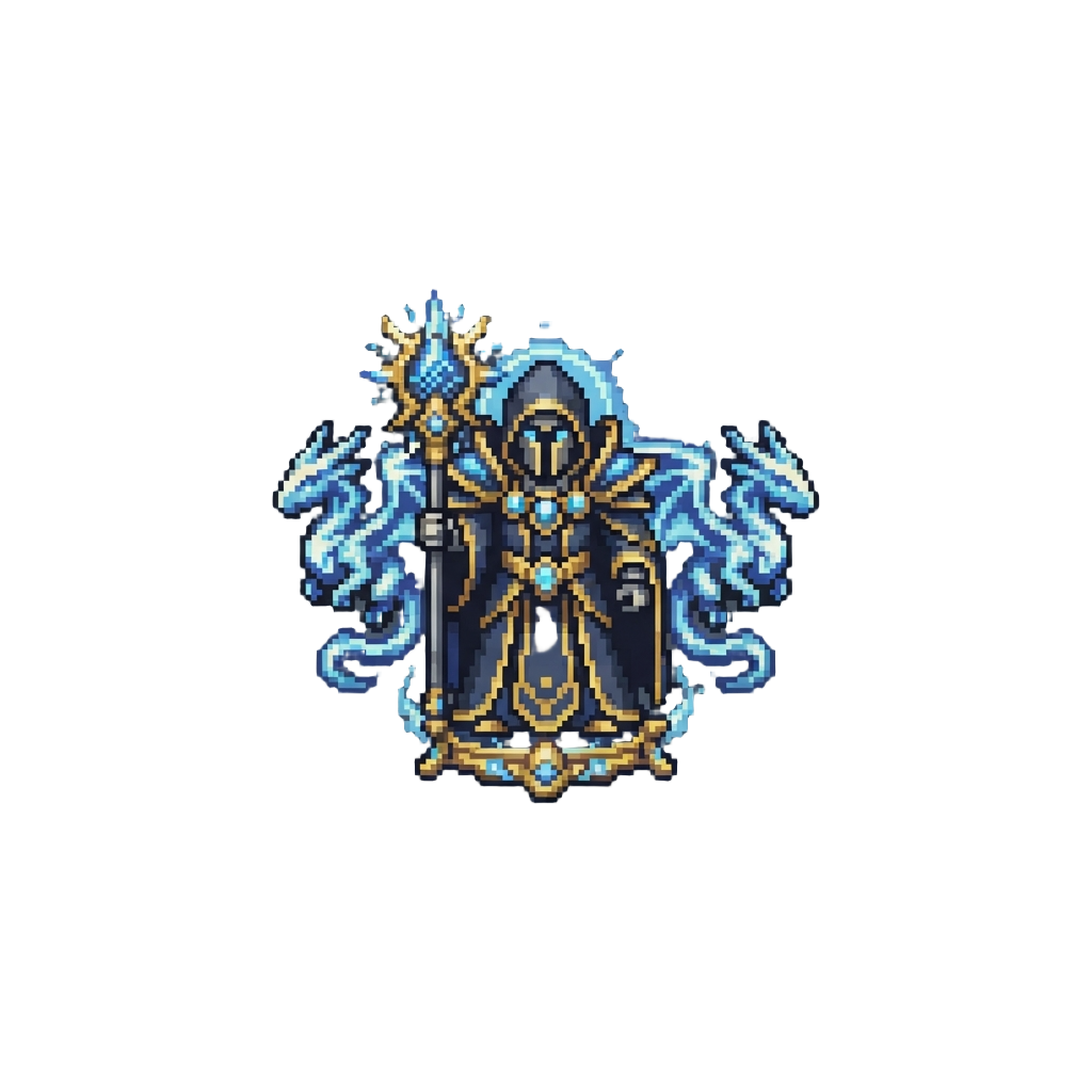 A Grand Arcane Archon Flanked by Twin Energy Drakes